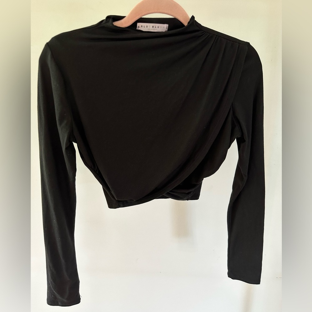 Blue Blush long sleeve crop top